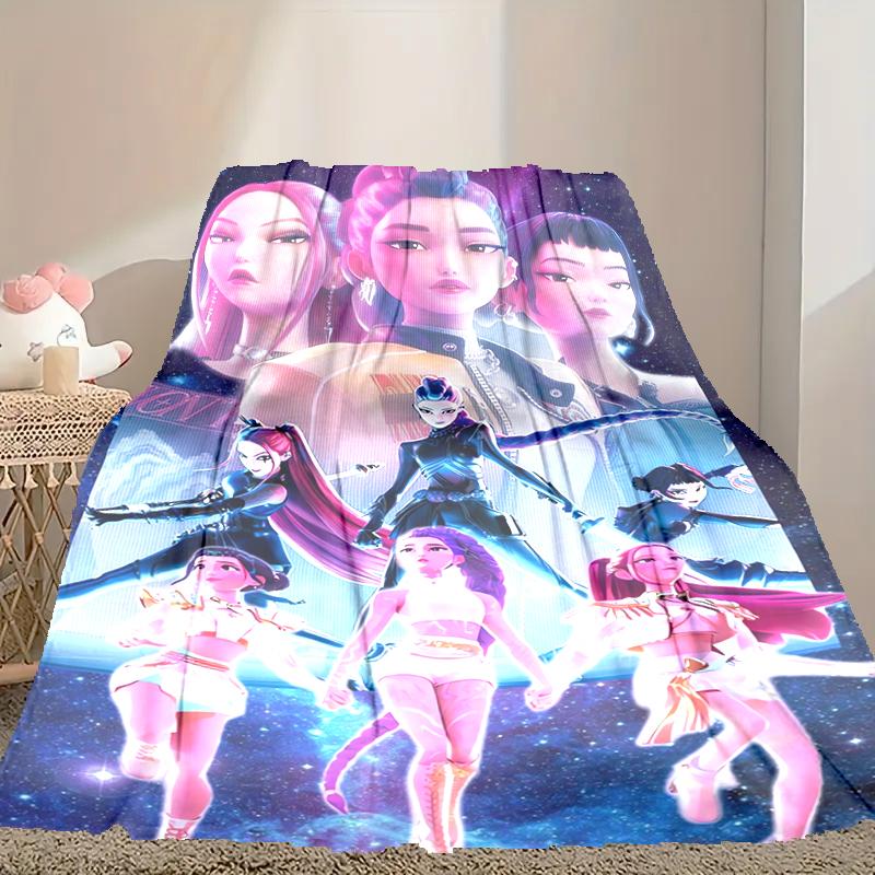 1pc Kpop Demon Hunters Blanket, Super Cozy Printed Home Blanket, All-Season Warmth