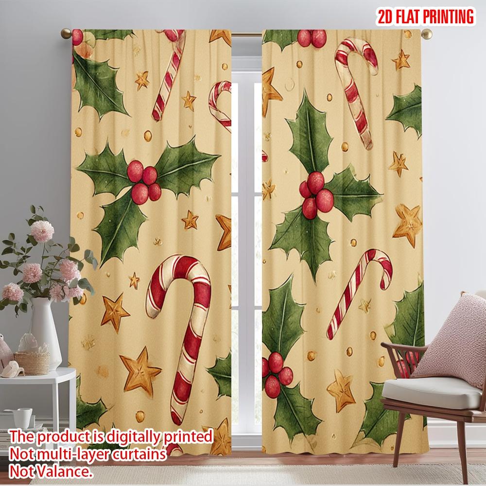 

2pcs,2D plane printing Creative Curtains Santa Claus with Gift1 Versatile Polyester Fabric (without rod) Art Deco Festive for 52.50×116.00 CM 2pcs