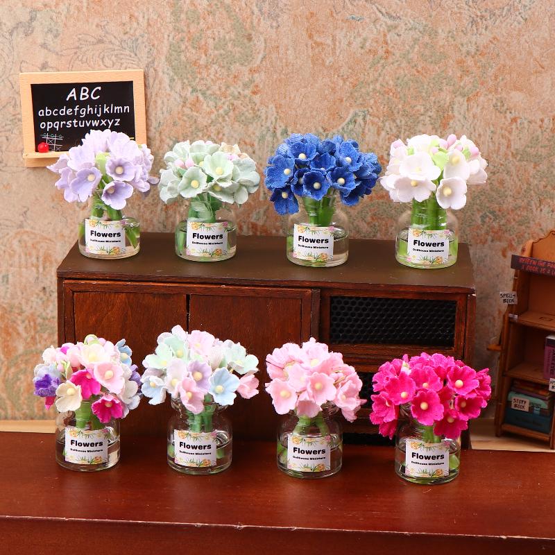 [JN] 1/12 Dollhouse Flower Miniature Flower Vase Model Doll Home Potted Plants Decor Toy Micro Landscape Plant