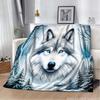 3D Animal Wolf Cute Cartoon Flannel Blanket Fluffy Children and Adults Sofa Plush Bedspread Throw Lunch Blanket for Sofa Bed