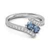 London Blue Topaz Twin Stone Pave Bypass Ring - 925 Sterling Silver