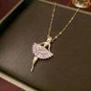 Women's Cross-Border Fashion Necklace with Colorful Zirconia Heart and Titanium Steel Clavicle Chain