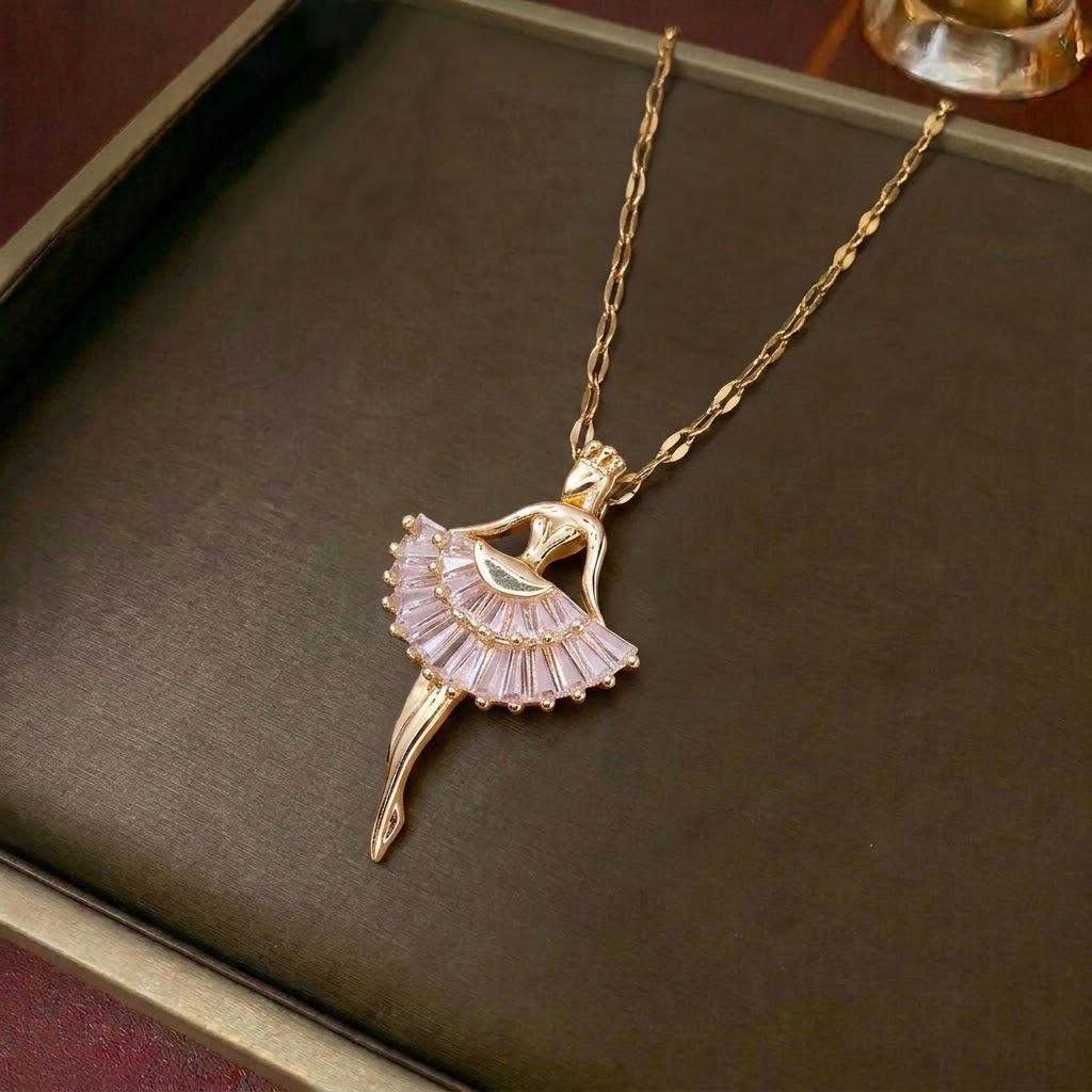 Women's Cross-Border Fashion Necklace with Colorful Zirconia Heart and Titanium Steel Clavicle Chain