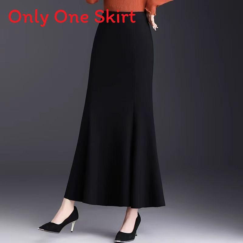 Classic High Waist Mermaid Skirt With Splicing Design For Elegant Fall Fashion