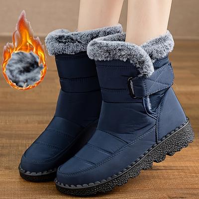 Botas de inverno impermeáveis para mulheres, novas botas de neve longas de pelúcia de pele sintética, botas de plataforma femininas, sapatos quentes de algodão para casais