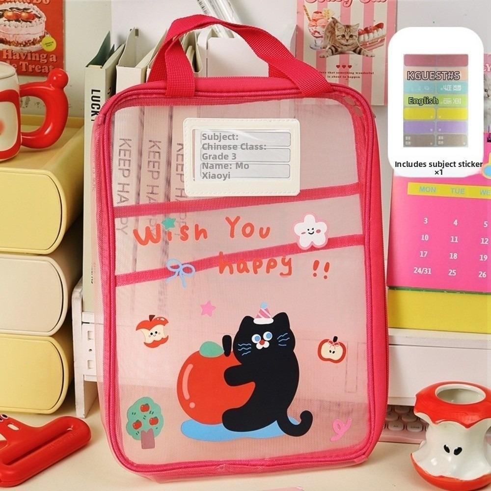 Large Capacity A4 Stationery Storage Bag with Handle Thickened File Folders Transparent Organizer Folders красный 1480₽