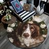 Happy Border Collie Round Area Rug,Carpet Rug for Living Room Bedroom Sofa Playroom Decor,Non-slip Floor Mat