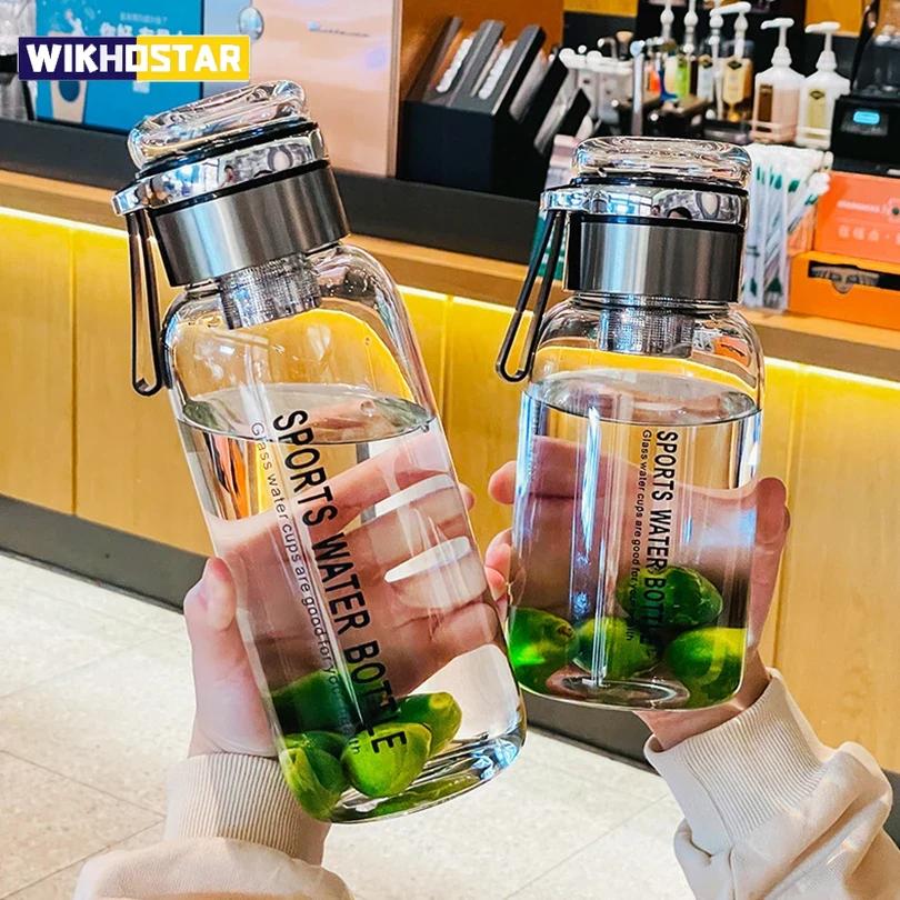 

750ML/1000ML High Borosilicate Glass Transparent Tea Milk Juice Cup Outdoor Portable Leakproof Drinkware Large Capacity 750ml