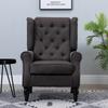 Poltrona Wing Chair con Braccioli, Sedia da Salotto con Cuscino, Trapuntatura, Poltrona con Schienale Alto e Gambe in Legno, Poltrona Reclinabile per Soggiorno, Camera da Letto