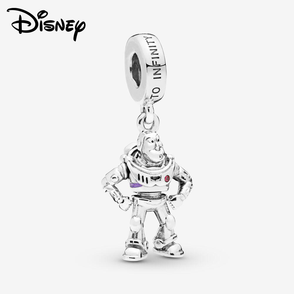 Disney 925 silver Mickey Minnie and Toy Story bass Lightyear Pendant Beads original DIY Bracelet suitable for Girls Gift