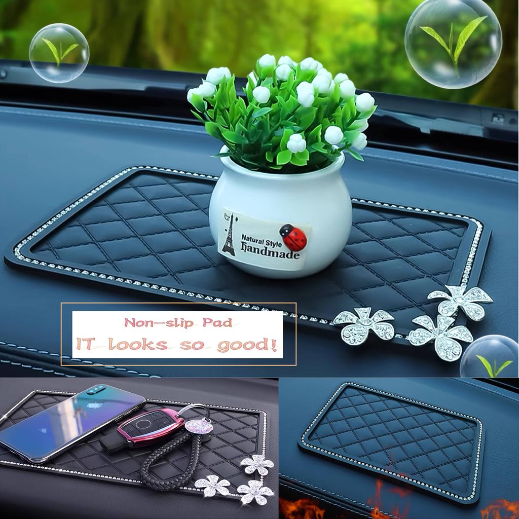 PVC Car Anti-Slip Mat Non-Slip Pad for Vehicle Interior Accessories with Diamond Inlay Bling Design