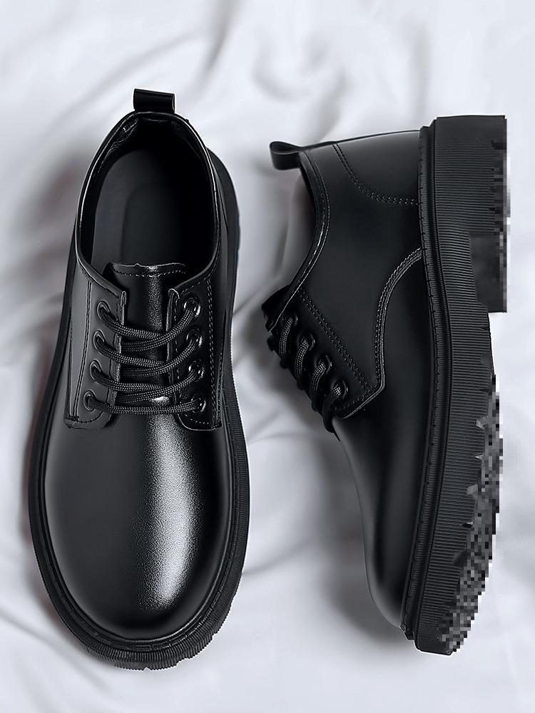 Men's Black Leather Martin Boots - British Style Casual Formal Shoes for Summer 2025