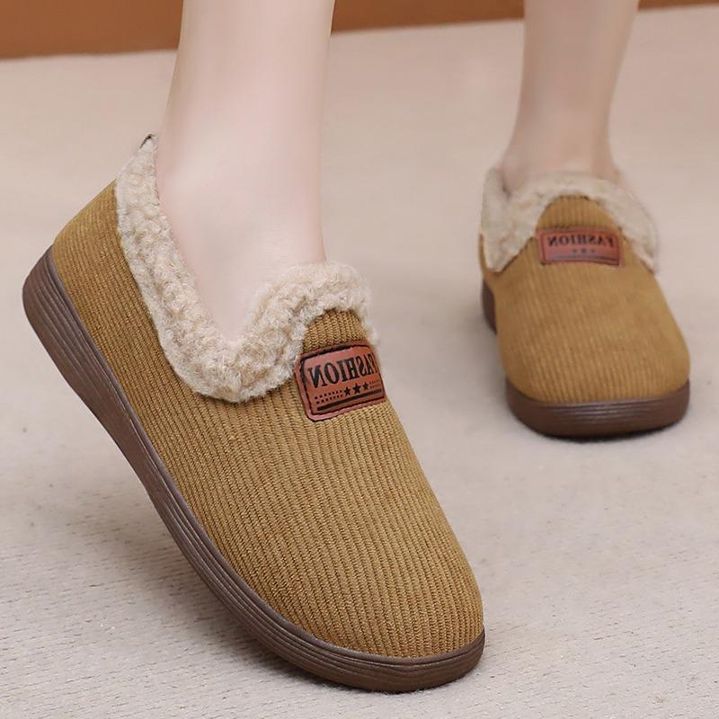 Cotton Shoes Women's Warm Snow Boots New Velvet Thickened Cotton Boots Light Mouth Cold-proof Short Boots Solid Color Flat Heel Women's Shoes