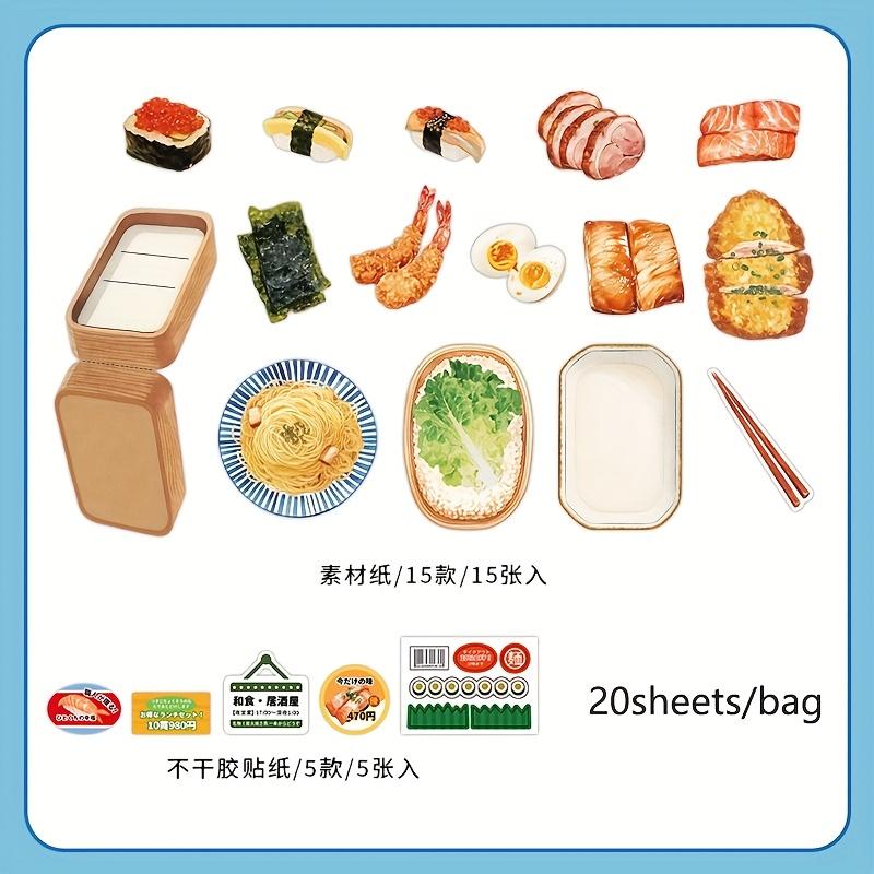 20sheets/bag Fifth Material Pack Snacks Desserts Fruits Daily Life Items Pattern Folding Notes for Message Paper Greeting Cards