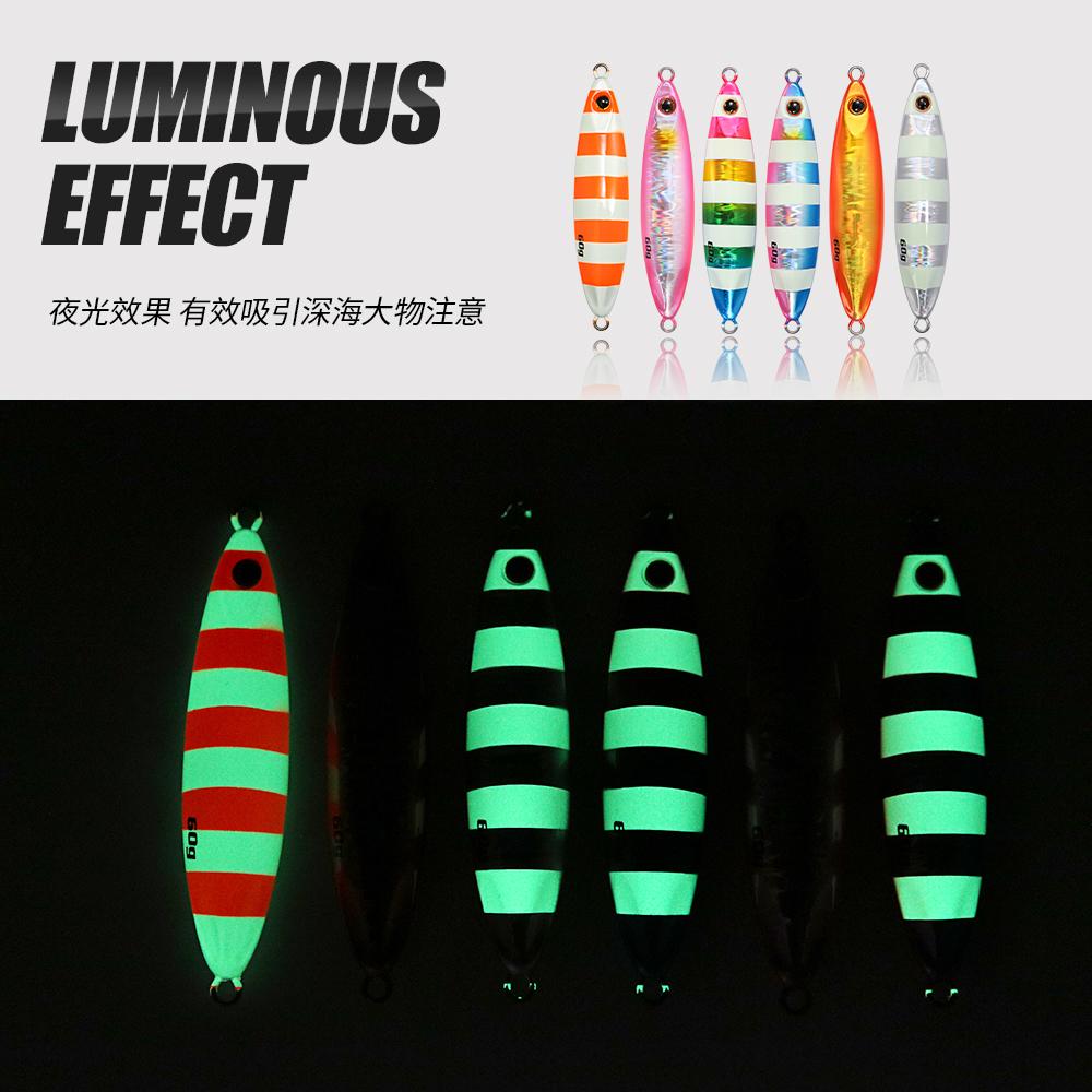 Jigging Pro 20g 30g 40g 60g Saltwater Fishing Shore Jigging Luminous Long Casting Fish Bait Metal Jigbait Slow Pitch Jig Lures