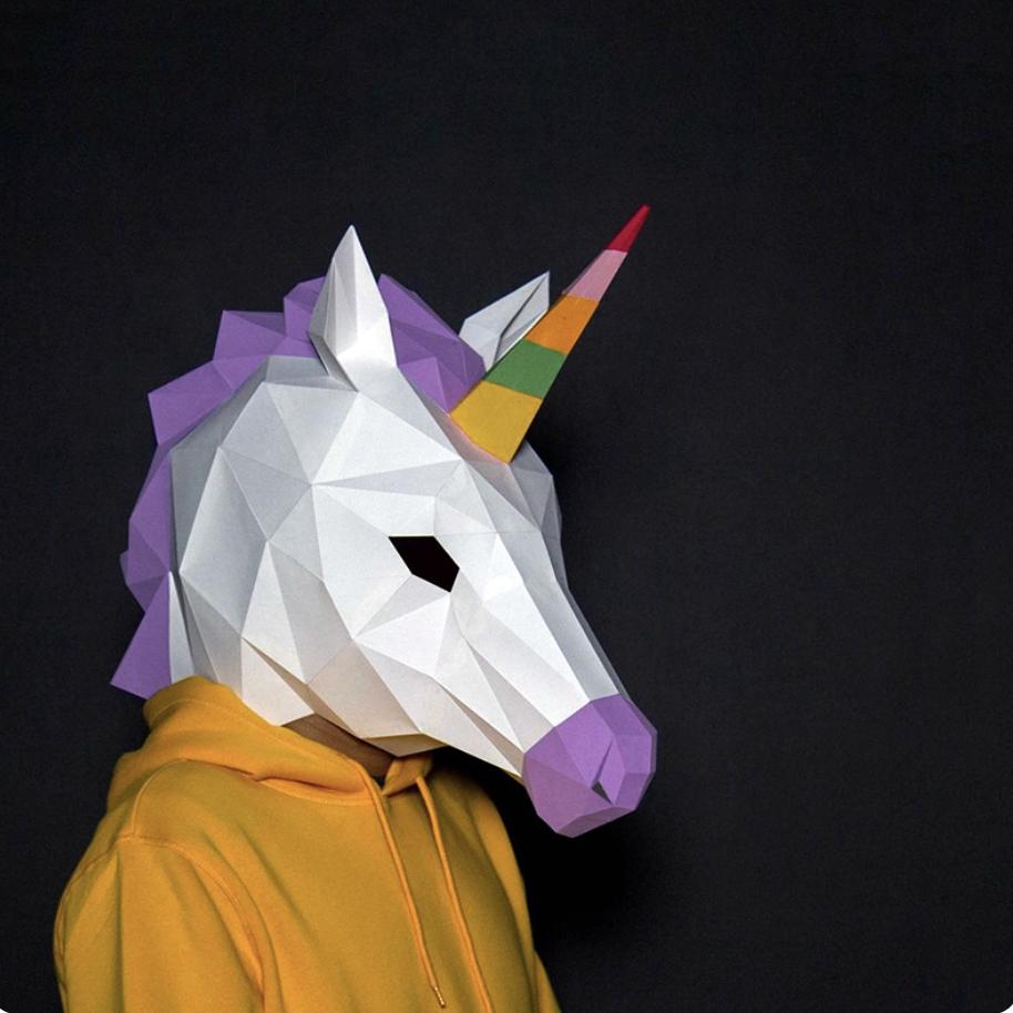 3D Paper Model Wearable Mask Rabbit Animal Cosplay DIY Papercraft Origami Headgear Christmas Halloween Prom Party Girls Gift