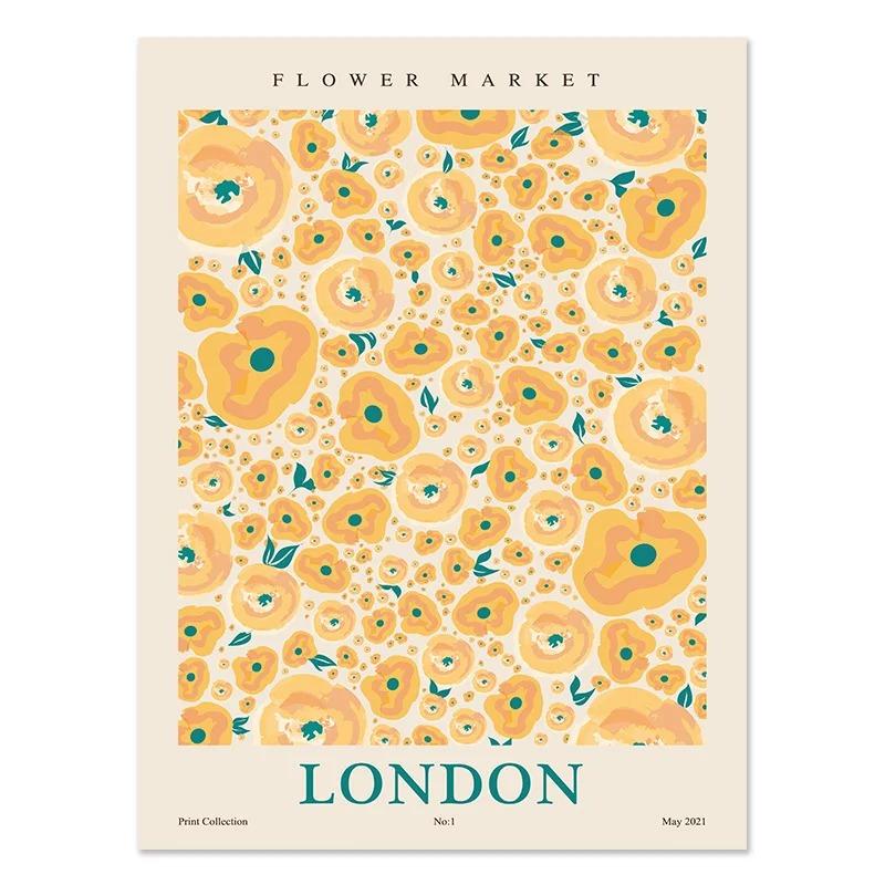 Flower Market Poster Printing Abstract Plant Wall Art Paris New York City Name Canvas Painting Living Room Home Decoration