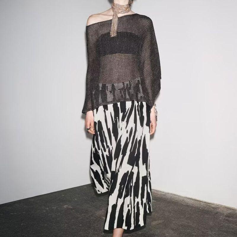 Za Spring and Autumn New Arrivals Women's Clothing Zr European and American Style Foreign Trade Fashion Versatile Casual Printed Midi Skirt 2183048