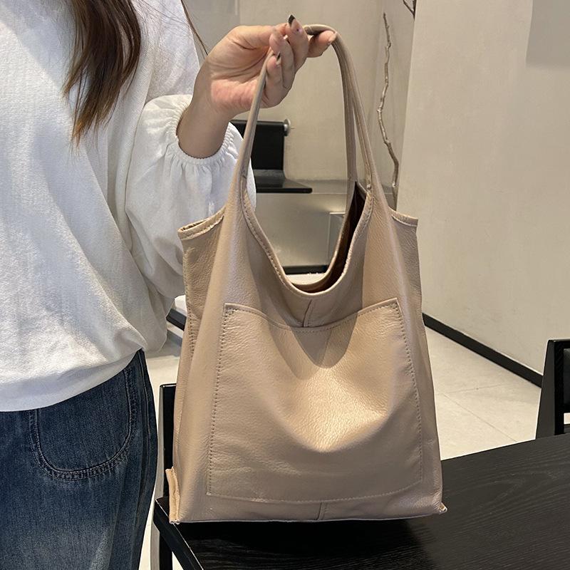 Leisure Large-capacity Tote Bag, Fashionable Cowhide Shopping Bag, Crossbody Bag for The Arm, Women's Bag