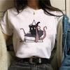 Summer Tshirt Female Tee Skull Cat Print Women Tshirt Punk Dark Grunge Streetwear Ladies Gothic Top Tshirts Harajuku Clothes Y2K