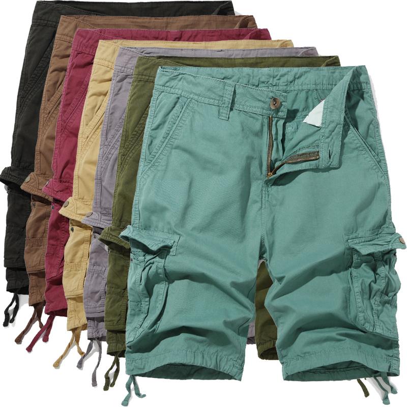 Men's Cotton Cargo Shorts Loose Large Size Multi-Pocket Overalls Summer Comfortable Cargo Short Pants Outdoor Casual Streetwear