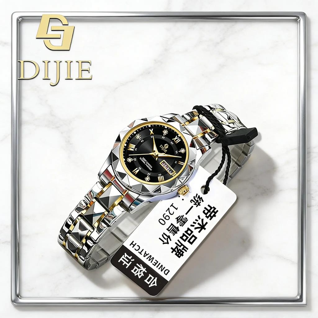 Source Quartz Steel Belt Watch Double Calendar Luminous Year Women'S Watch Light Luxury Business Fashion