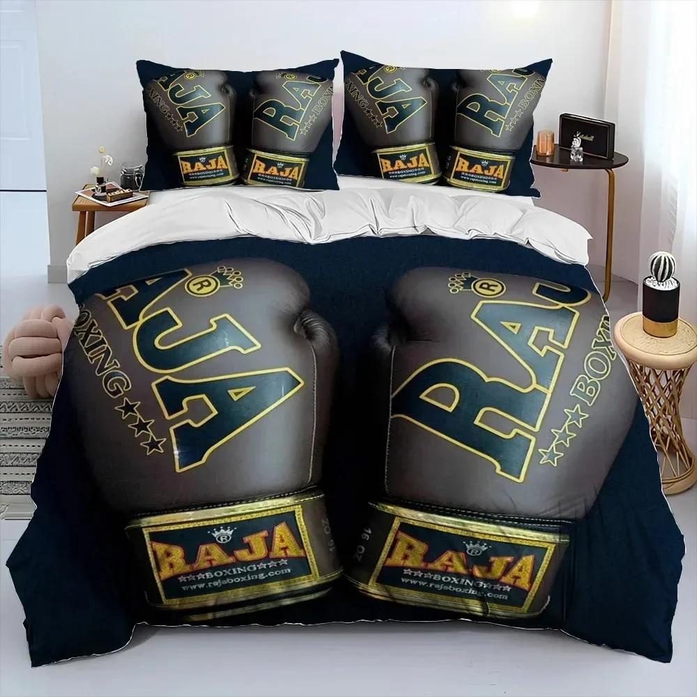 3PCS Bedding Set Red Boxing Gloves Boxer Fight Bedding Set,Duvet Cover Bed Set Quilt Cover Pillowcase,King Queen Size Adult
