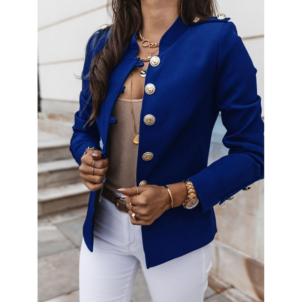 Fashion Single Breasted Jacket Solid Slim Female Bottons Sleeve Outerwear Office Women Long Coat Overall