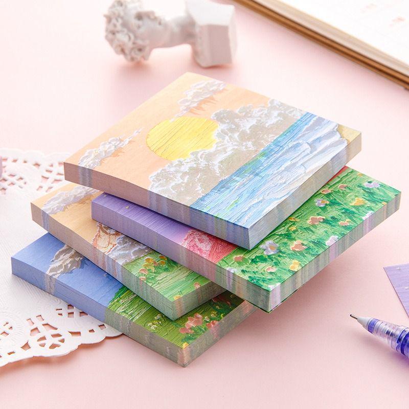 3D Oil Pastel Sticky Notes - Korean Ins Style Planner Notepads