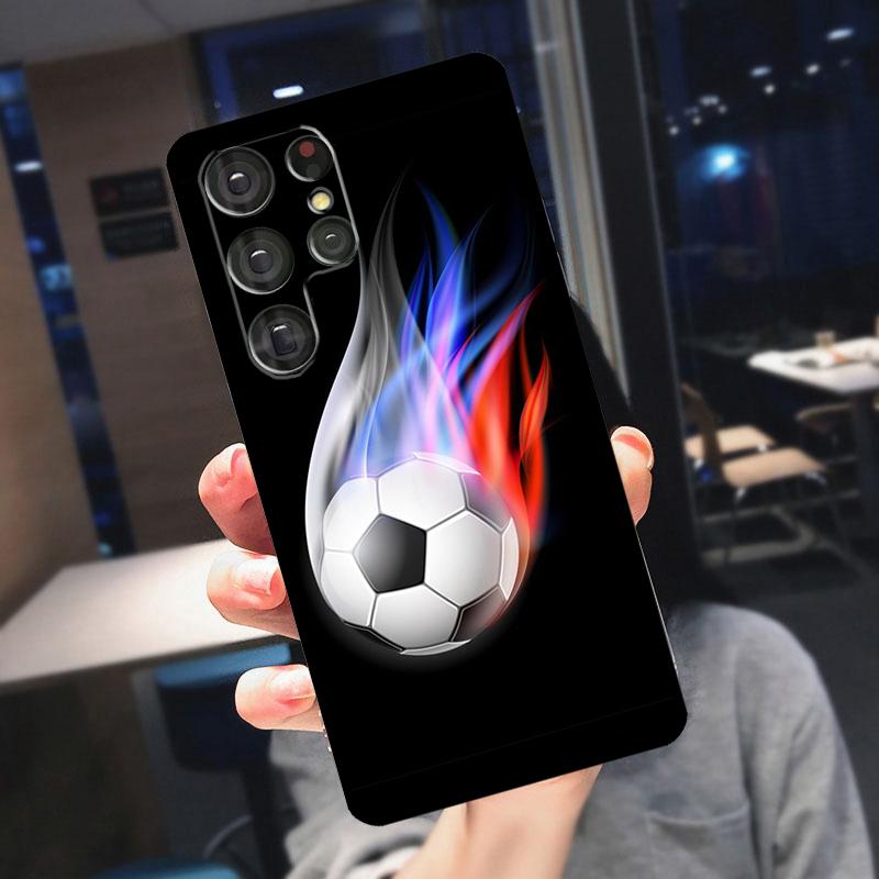 Feuer Fußball Fußball Ball Hülle Für Samsung Galaxy S25 S24 S21 S22 S23 Ultra S9 S10 Plus S24 FE S21 FE Handyhülle