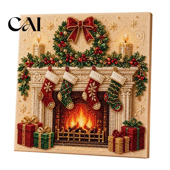 Beginner Friendly Faux Pearl Art Kit Xmas Painting Kit, Christmas 3D DIY Creative Winter Activities Holiday Craft Project for Adults, Festive