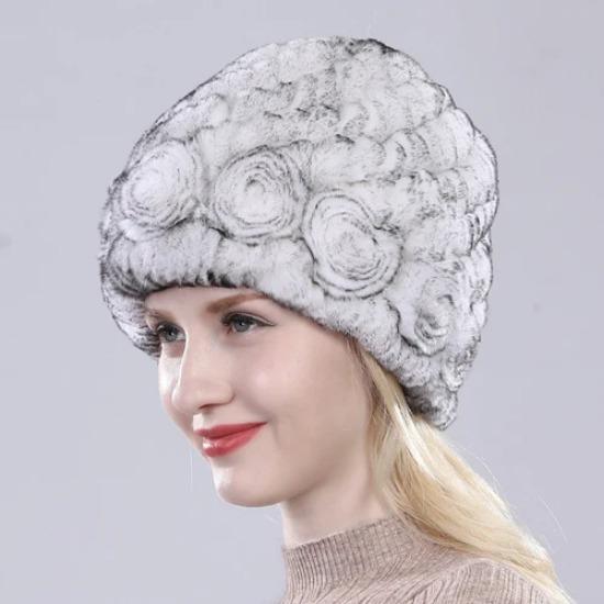 Hot Sell Women Winter Knitted Real Rex Rabbit Fur Hat Fluffy Natural Rex Rabbit Fur Cap Lady Good Elastic Genuine Fur Hats