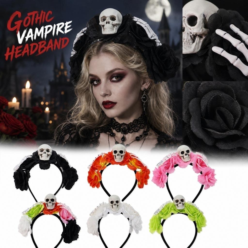 Halloween Headband with Dark and Rose Hair Accessory for Party Costume