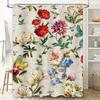 Vintage Floral Shower Curtain with Hummingbirds Watercolor Print Bathroom Decor for Home Decoration