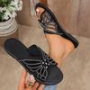 Women Slippers Rhinestone Butterfly Hollow Flat Shoes Ladies Beach Sandals Plus Size Solid Color Slippers Slides Women