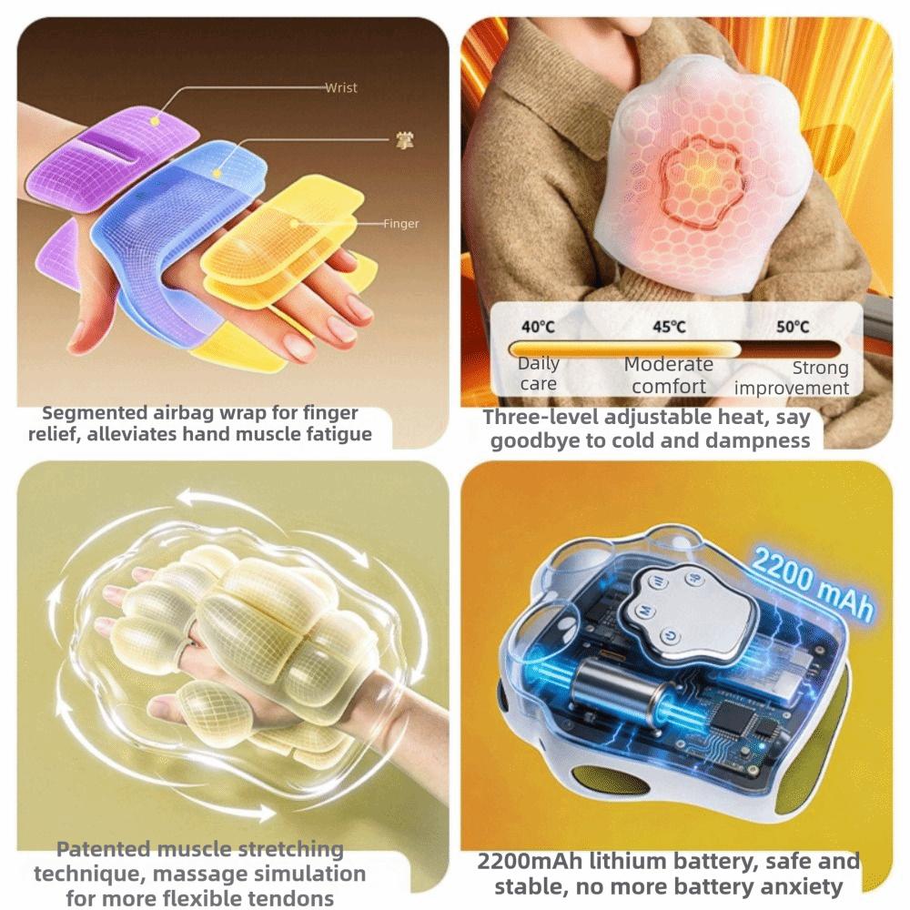 Kneading Mode Automatic Hand Massager Stretching Mode Heat Compression Massager  Manual Workers