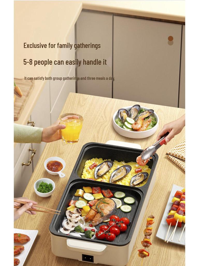 Multifunktionales Shabu-Shabu & Grill: Hochwertiger elektrischer Dämpf-, Koch- und Grilltopf