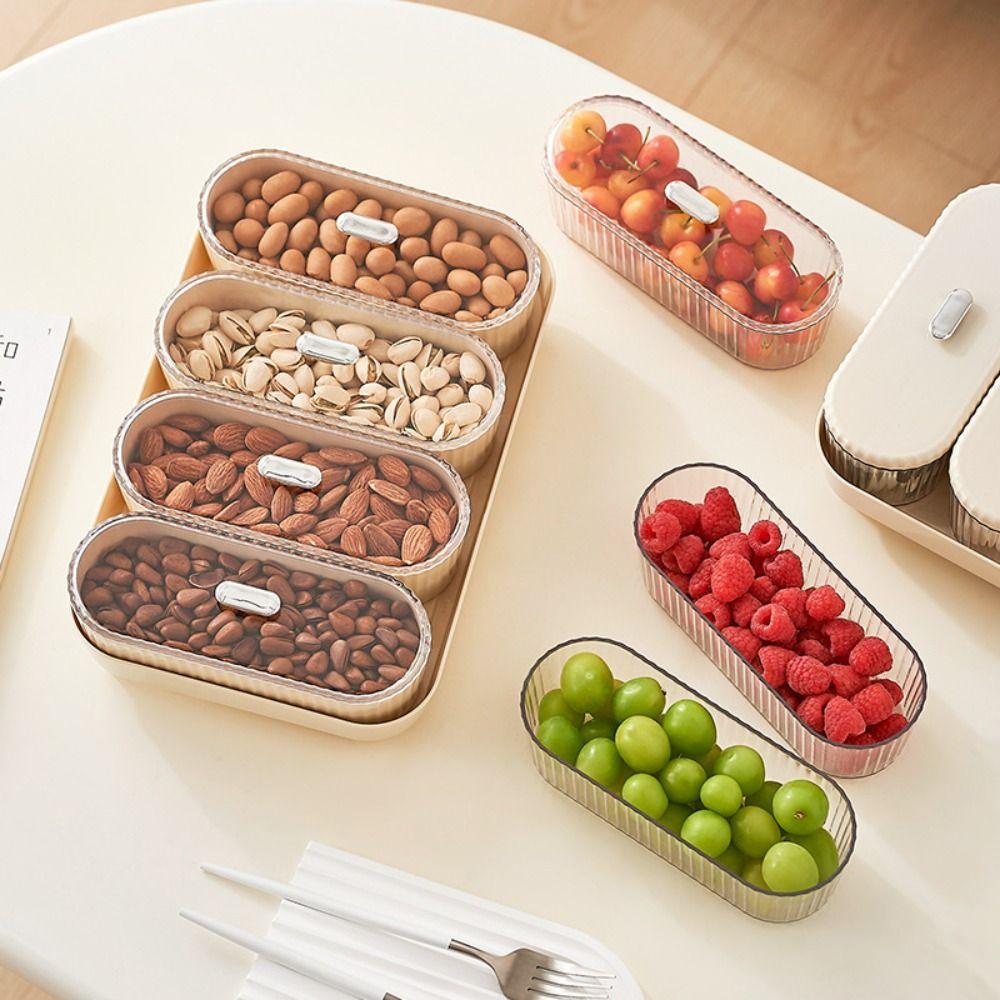

PET and ABS Divided Fruit Tray Cream Style Home Storage Tray New Dried Fruit Snack Storage Box