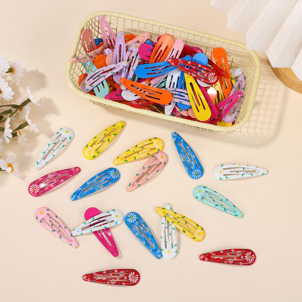 

100 шт. Случайные заколки-невидимки с каплями воды, заколки для волос со свежими ромашками, заколки для волос с капельным маслом для девочек, аксессуары для волос