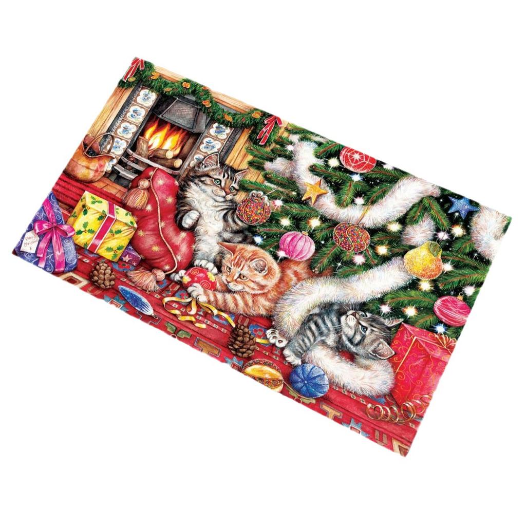 Winter-Haushalts-Samt-Fußmatten für den Eingangsbereich, Weihnachtstür, rutschfeste Matten, Eingangsmatten, schmutzabweisende, saugfähige Haushaltsdecken