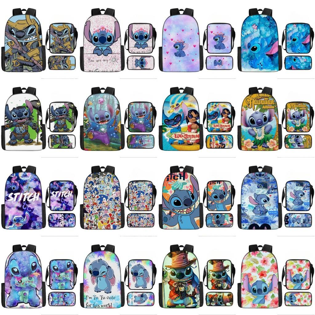 Disney Stitch School Backpack Oxford Cloth Lightweight Breathable Bookbag For Kids