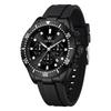 Montre-bracelet pour homme Analogique Quartz Chronographe Cadran Noir Bracelet en Silicone Étanche 3 ATM Lunette Tournante