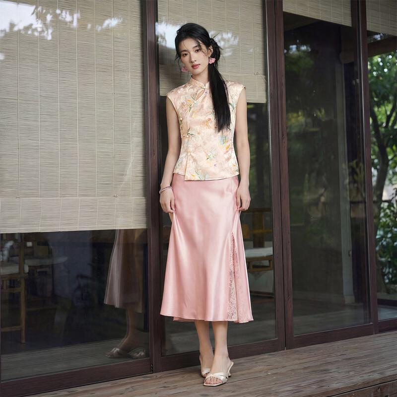 Elegant Chinese Style Satin Two-Piece Set