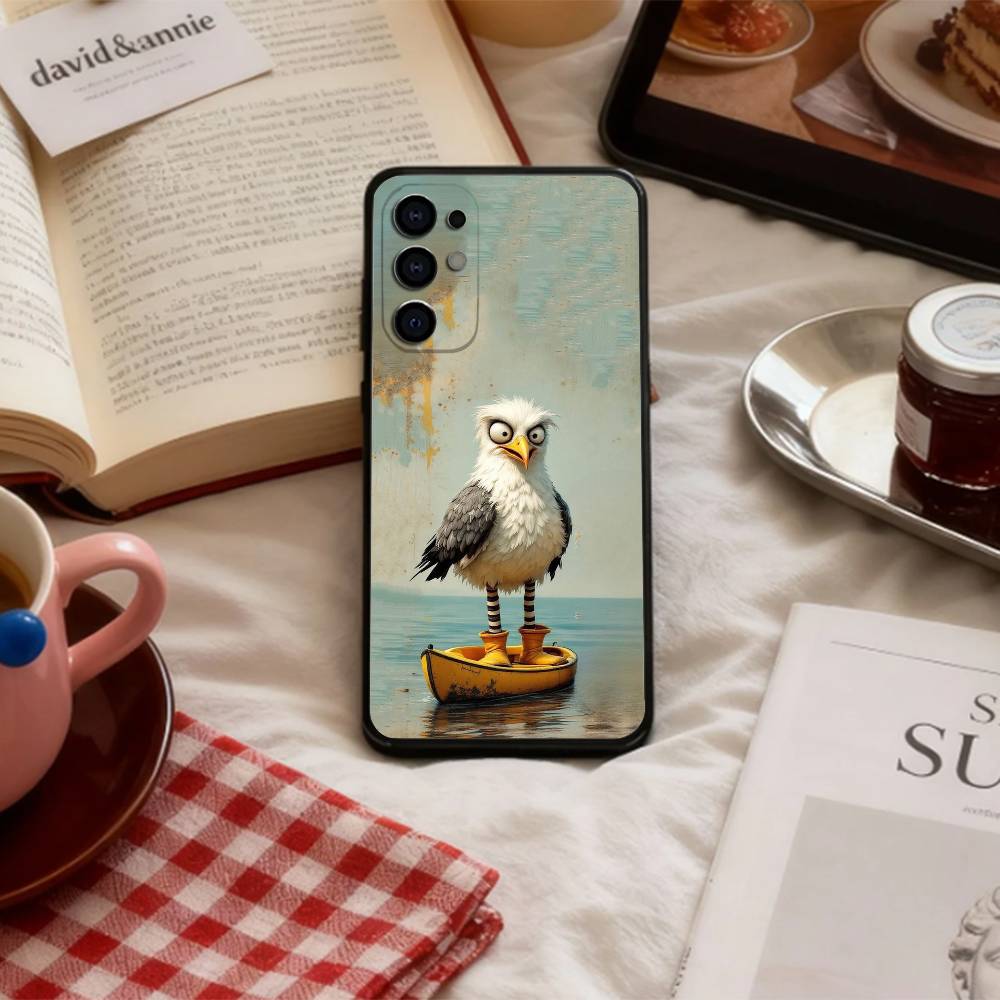Funny S-Seagull Phone Case For Samsung S 25,24,23,22,30,21,10,9,Ultra,Plus,Lite,FE,4,5 G Soft Black Case