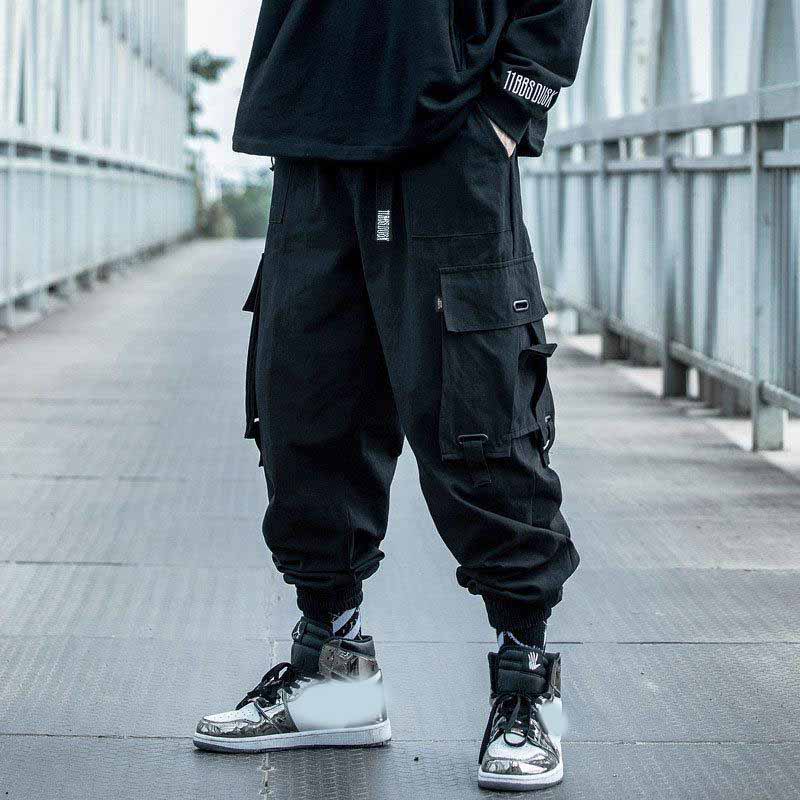 Męskie Wiosenne i Jesienne Casualowe Spodnie Robocze Plus Size Luźne Spodnie ze Sznurkiem Hip Hop Spodnie Haremowe