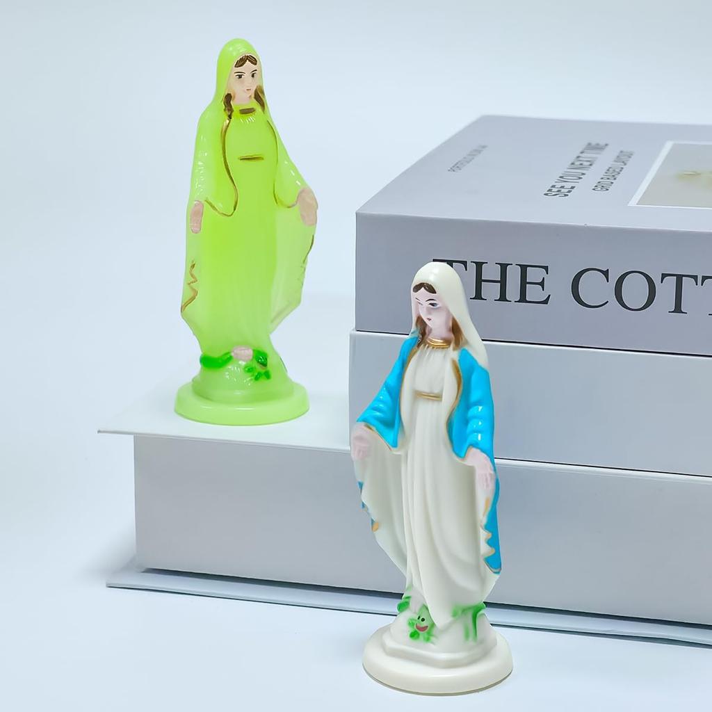 Queenbox 3.9" Plastic Blessed Catholic Mary Sculpture, Grace Lady Hand Italian Style Religious Durable Garden Statue Virgin Mother Figurine, 01