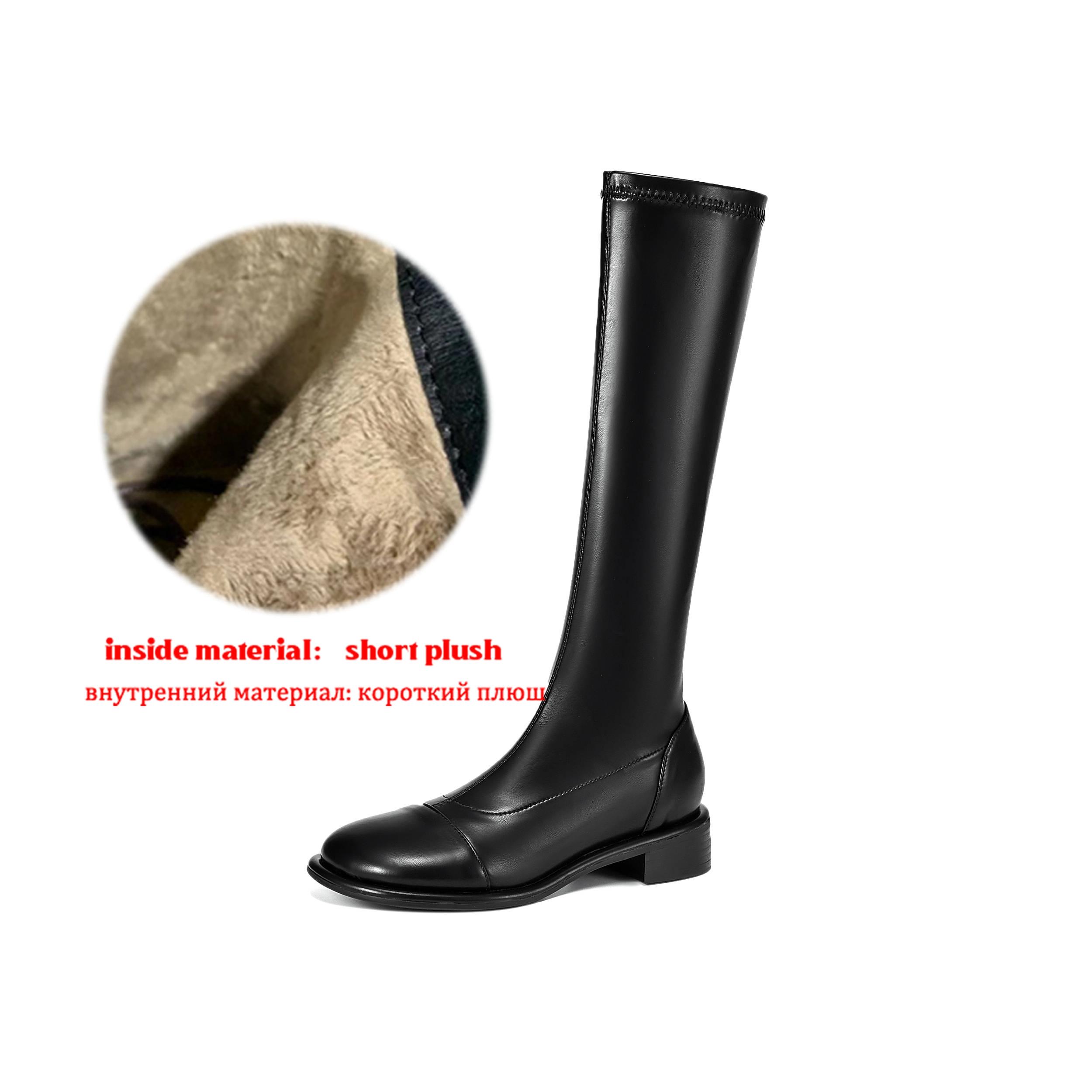 

Krazing Pot Microfiber Autumn Winter Shoes Low Heels Size 43 Long Boots Half Boots Zip Thigh High Boots 43