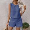 Women's Solid Color Sleeveless Vest Shorts Casual Fashion Two Piece Suit