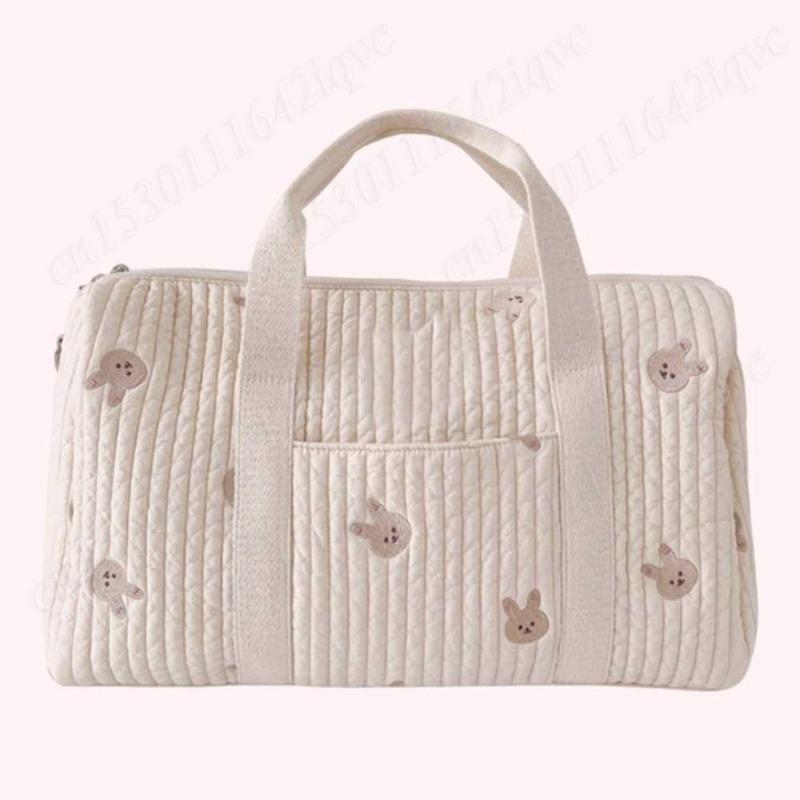 Baby Diaper Bag Embroidered Nappy Organizer Messenger Bag Cute Cartoon Shoulder Bag with Zipper Luggage Tote Bag for Travel