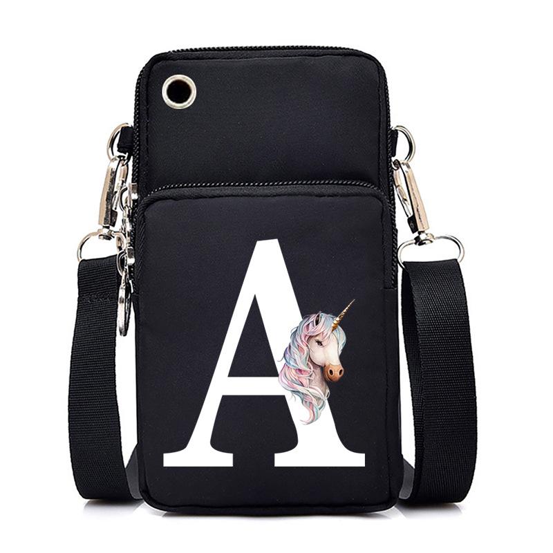 

Printed black oblique span bag casual portable multi-function mobile phone bag 20*10cm